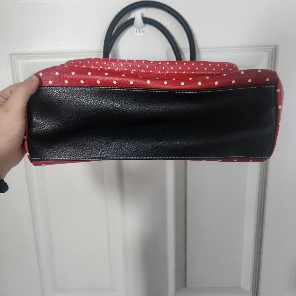 Disney Parks Minnie Mouse Polka Dot Handbag with Black Handles - Picture 6 of 7